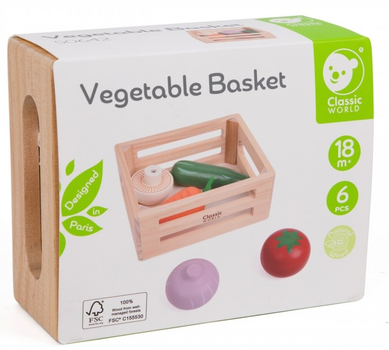 Дерев'яна іграшка Classic World Овочі в кошику 6 елементів (6927049056420)