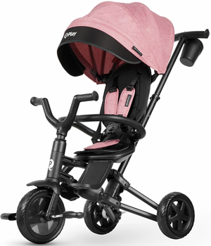 Триколісний велосипед Qplay Nova Niello 6в1 з капюшоном Рожевий (5061047480472)