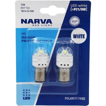 Комплект світлодіодних ламп NARVA 18147B2 P21/5W LED Range Performance 12V BAY15d WHITE 6000K (2 шт)