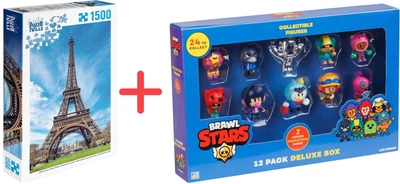 Набір Пазл Puzzle Ville Ейфелева вежа, Париж, Франція 1500 елементів + Фігурки Brawl Stars Делюкс 12 шт (4820266222215/7290117581209-1)