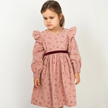 Фланелеве плаття для дівчинки з довгим рукавом Trendy Tot 03-01300 пудровий 116 см (6 років)