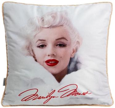 Poszewka Homla Monroe Carnival z podobizną i złotą lamówką Różowa 45 x 45 cm (5906496723322)