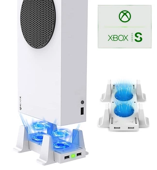 Вертикальная охлаждающая подставка DOBE для игровой приставки-консоли Xbox Series S с тремя уровнями скорости обдува кулеров