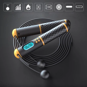Беспроводная скоростная кроссфит скакалка Smart JUMP ROPE 3м (шары 25 см) с электронным счетчиком прыжков, таймером, подсчетом калорий, регулировкой, подшипниками