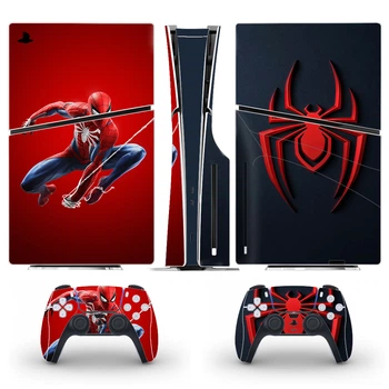 Виниловые наклейки Marvel's Spider-Man на PS5 Slim Disk Drive version / геймпад DualSense / глянцевую часть игровой консоли Sony PlayStation 5 Slim Disk Drive / Skin