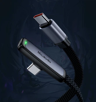 Зарядний кабель Mcdodo 90° USB Type-C / USB Type-C - 65W PD, Fast Charge для ноутбуку, телефону, планшету / 1.2 метра / Підтримка передачі даних