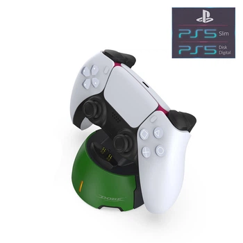 Зарядная док станция DOBE подставка для геймпада DualSense / DualSense Edge консоли PS5 / PS5 Slim (Disk Drive version / Digital Edition) c LED подсветкой статуса зарядки контроллера, джойстика Sony PlayStation 5
