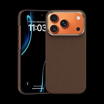 Чехол карбоновый Benks Protective Premium Armor Tint Kevlar Case (1000D) with MagSafe для Apple iPhone 17 Pro Gold