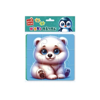 Розвиваюча гра Vladi Toys м’які пазли «Ведмедик та пінгвеня», набір пазлів для дітей VT1102-38