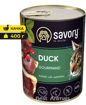 Вологий корм з качкою Savory Duck Сейворі консерва для котів 400 г (4820232631096)