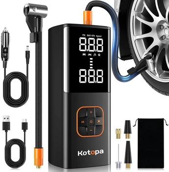 Компрессор Kotopa 150 PSI, аккумуляторный, LED-фонарь, повербанк, для авто и вело