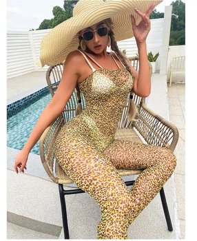 Боді-сітка сексуальний бодістокінг в сіточку Honey Fashion Accessories One size леопардовий (1147)