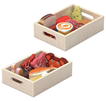 Дерев'яний набір харчових продуктів Viga у 2 ящиках 44525 (6971608445255) 