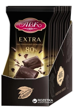 Упаковка шоколаду АВК Екстрачорний 80% 90 г х 24 шт. (4823085722515)
