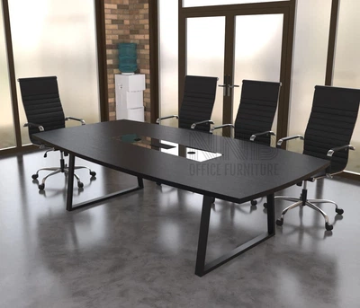 Стіл для переговорів Mister Loft Валенсія Glass Line 250*160 на 10-12 осіб Чорний - Чорний (57850999)