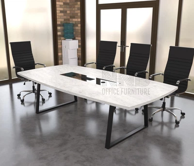 Стіл для переговорів Mister Loft Валенсія Glass Line 260*140 на 8-10 осіб Мармур Білий - Чорний (57851103)