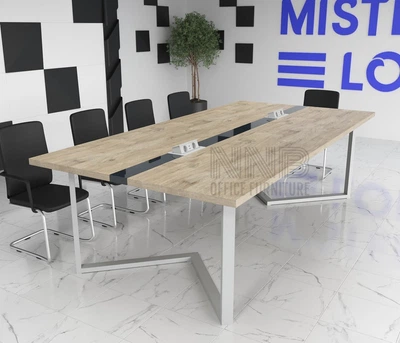 Стіл для переговорів Mister Loft Бруклін Glass Line 240*100 на 6-8 осіб Білий - Білий (55730030)