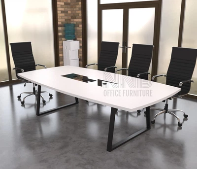 Стіл для переговорів Mister Loft Валенсія Glass Line 220*110 на 6-8 осіб Білий - Чорний (57850552)
