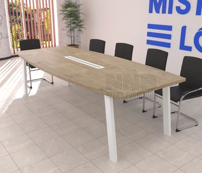 Стіл для переговорів Mister Loft Адель 250*90 на 6-8 осіб Дуб Харбор Золотий - Білий (57710143)