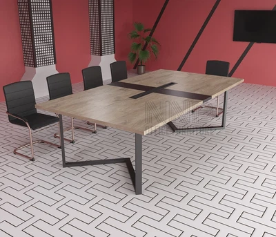 Стіл для переговорів Mister Loft Бруклін FL 240*160 на 8-10 осіб Дуб Харбор Золотий - Чорний (55840555)