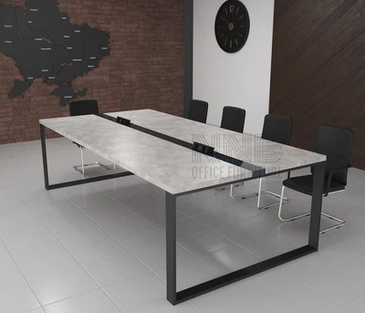 Стіл для переговорів Mister Loft Брюссель Glass Line 275*110 на 8-10 осіб Бетон - Чорний (55740427)
