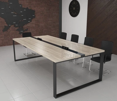 Стіл для переговорів Mister Loft Брюссель Glass Line 260*130 на 8-10 осіб Дуб Крафт Білий - Чорний (55740337)