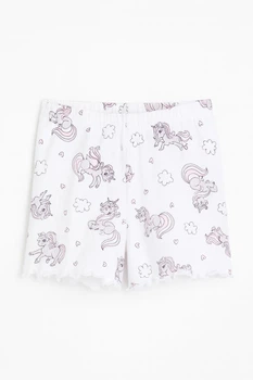 Шорты H&M 1129260АВ белый единороги 122-128см