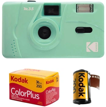 Пленочный фотоаппарат Kodak M35 бирюзовый / пленка Kodak Color Plus
