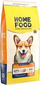 Повнораціоний сухий корм для дорослих собак середніх порід Home Food Dog Adult Medium для здорової шкіри та блиску вовни «Індичка та лосось», 10 кг (4828331581000/4820235020392)