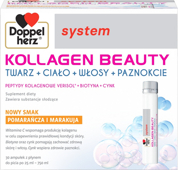 Suplement diety Doppelherz System Kollagen beauty Smak pomarańczy z marakują 25 ml x 30 szt (4009932575316)