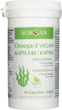 Suplement diety Norsan Omega-3 Vegan z olejem z alg morskich 80 kapsułek (781490330005)