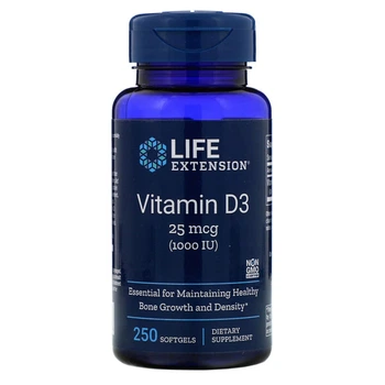 Вітаміни Life Extension Вітамін D3 Vitamin D3 25 мкг (1000 МО) 250 гельових капсул