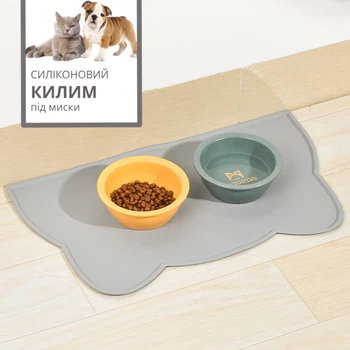 Силиконовый коврик под миску для котов и собак для корма и воды (серый)
