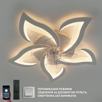 Люстра светодиодная с пультом FAN ELLA с вентилятором 75W+18W 5F-APP WHITE