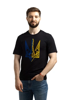 Чоловіча футболка із вишивкою Тризуб Folk Moda XS Чорний (trizub-285111135)