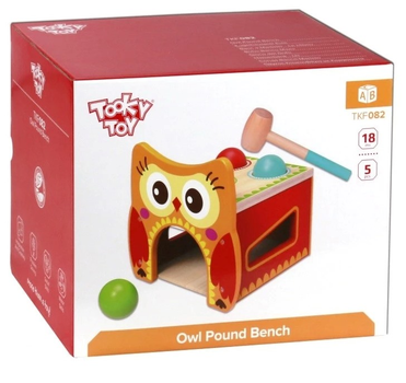 Drewniana zabawka Tooky Toy Sowa ławeczka do wbijania kołków z młotkiem (K4927) (6970090046711)