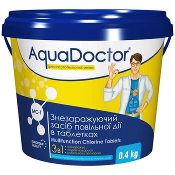 Дезінфектант 3 в 1 на основі хлору повільної дії AquaDoctor MC-T (0.4 кг, таблетки по 200 г)