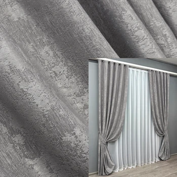 Комплект готовых штор VR-Textil Жаккард Sultan YL № 1212 ш Серый 100х270 см 2 шт (31-512)