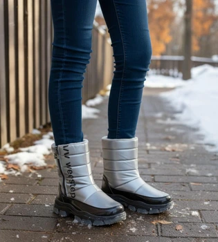 Зимові дутики на овчині, зимові черевики для дівчини підлітка Weestep 68575 срібний 34(устілка 22,1см)