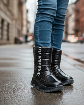 Зимові дутики на овчині, зимові черевики для дівчини підлітка Weestep 68575 чорний 35(устілка 22,7см)