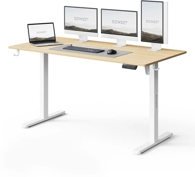 Геймерський електричний стіл SENSE7 Nojo LIGHT 140 см x 70 см (White, pine)