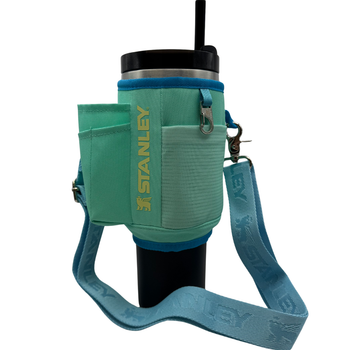 Сумка-чехол для термокружки Stanley Quencher 1,18 л (40 oz) KT7001807 бирюзового цвета с ремешком и карманами