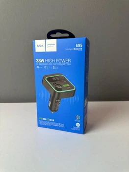 Bluetooth FM трансмиттер Hoco E85 | 2USB/1Type-C, 20W/3A, PD/QC черного цвета