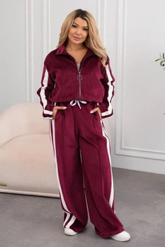 Fashions • Женский велюровый спортивный костюм на меху Madison Fashions 58-60 марсала (#527-ел)