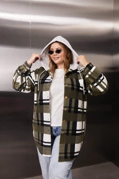 Fashions • Женская рубашка в клетку Miss Fashions 50-56 хаки (524-ел)