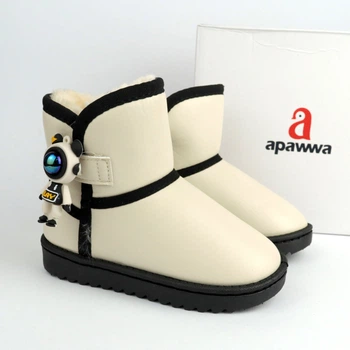 Угги зимние для девочки с космонавтом Apawwa (C966 beige) Размер 27, 16.8 см