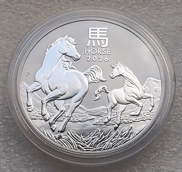 Серебряная монета Австралии Год Лошади 2026 от Perth Mint