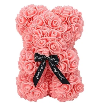 Ведмедик з троянд No Brand 3D Teddy Flower 25 см Рожевий (2104618700)