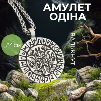 Кулон Один Валькнут Амулет мужності та усвідомленості Талісман захисту від негативу та зміцнення волі Металевий оберіг