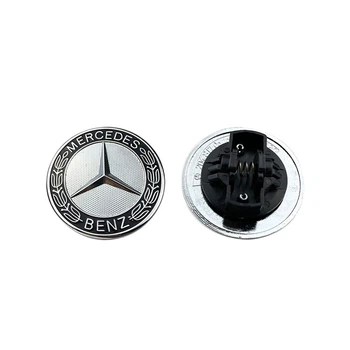 Емблема капота Mercedes-Benz хром+чорний d=57мм (пружинне кріплення) OEM 2048170616